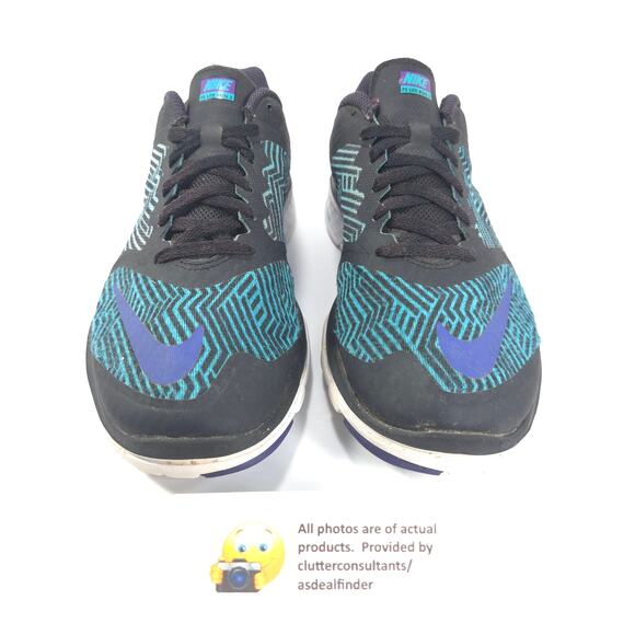 Nike FS Lite Run 3 Athletic Lace Up Shoe Womens Size 8 844670-001 Black Green - Picture 2 of 9